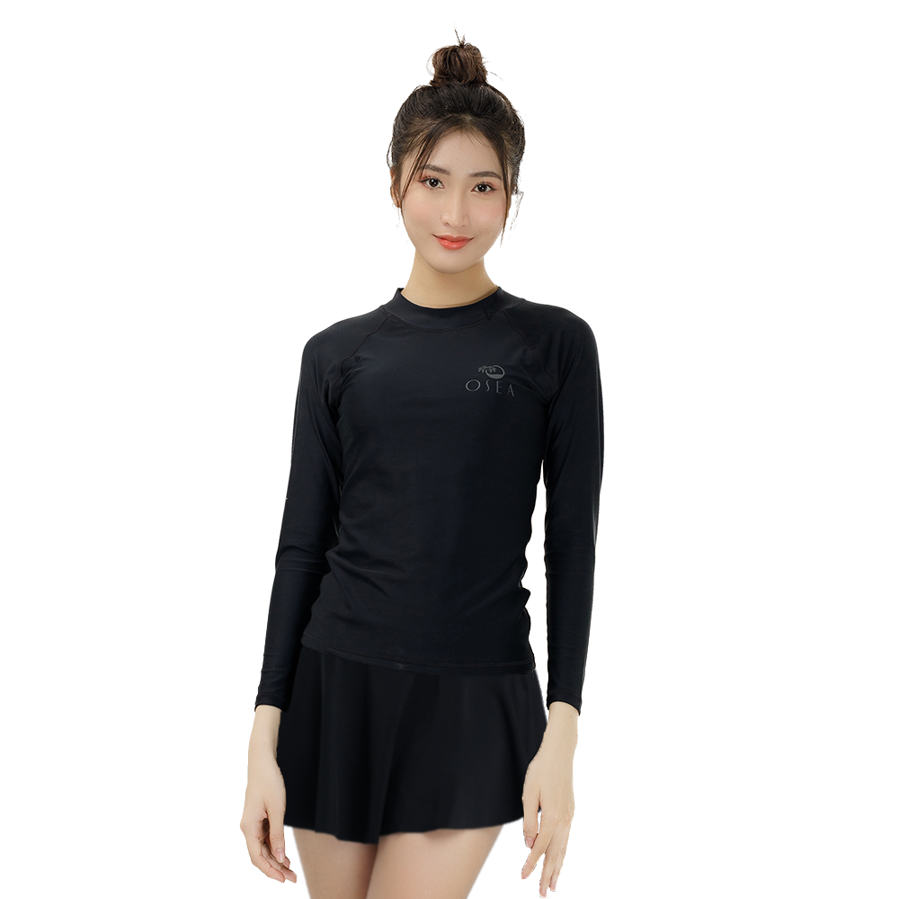 Combo áo bơi tay dài kèm váy - Essential Black Skirt Combo